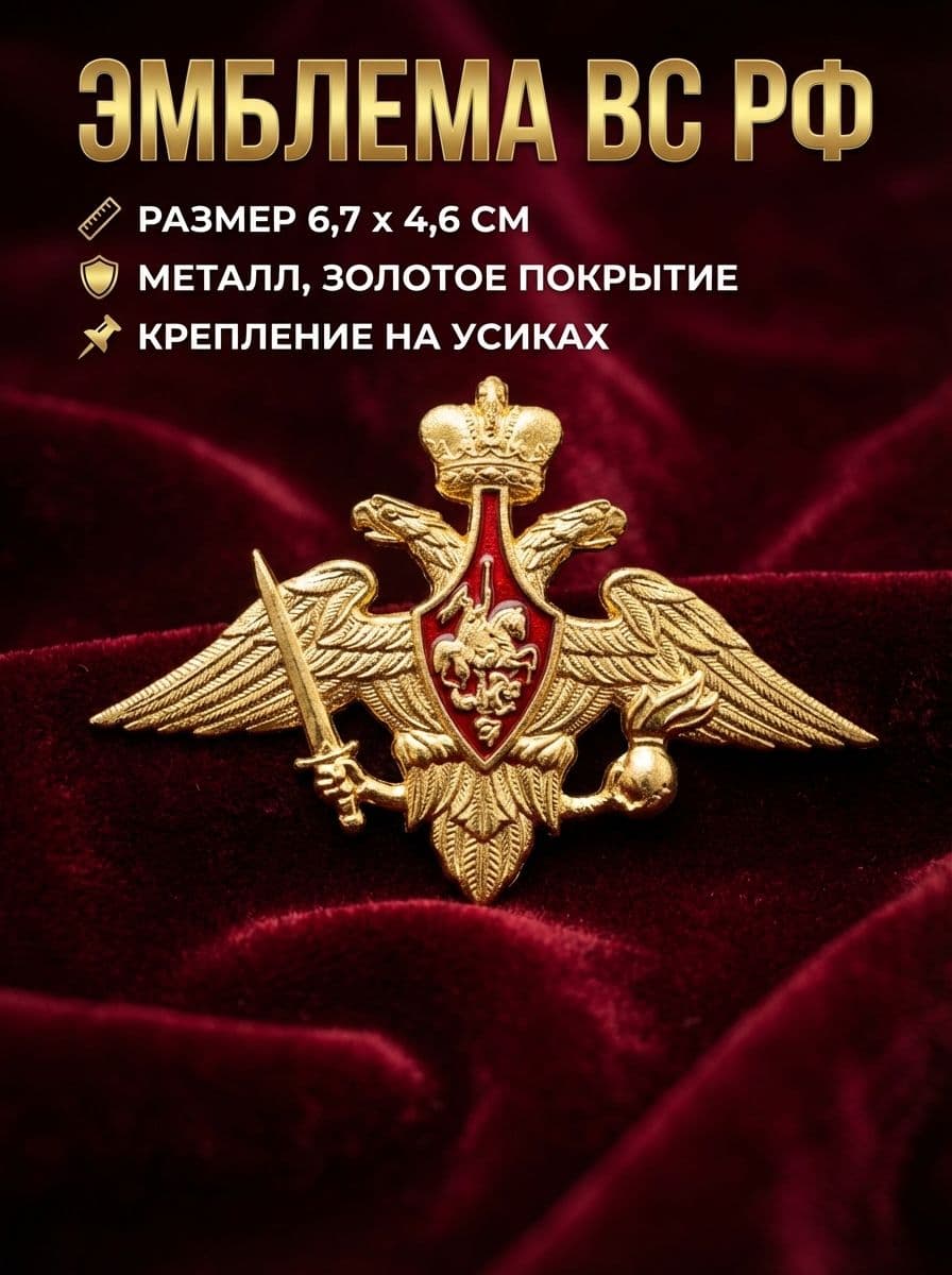 Орёл на фуражку Эмблема (кокарда )ВС РФ