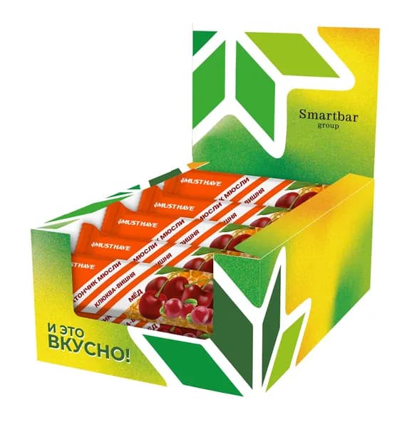 Батончик-мюсли Must Have с клюквой вишней и медом, 25г x 25 шт