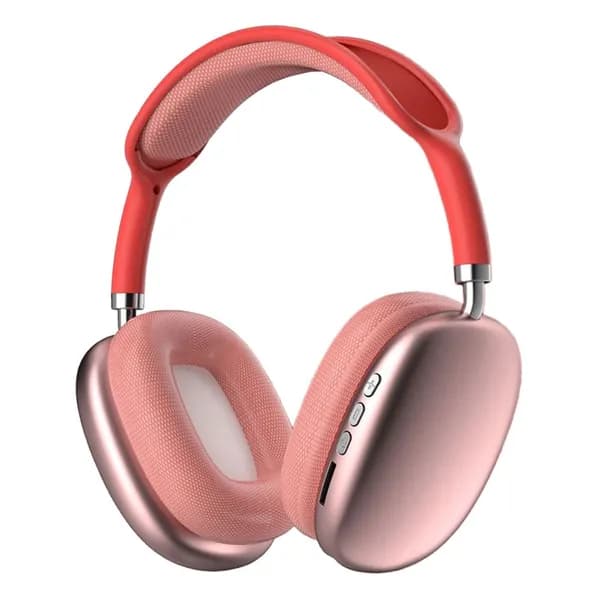 Наушники беспроводные с микрофоном P9pro max, Bluetooth, USB Type-C, 3.5 мм, розовый