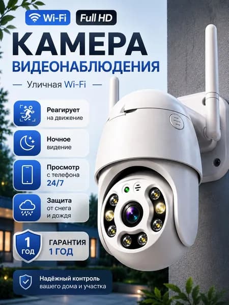 Уличная Wi-Fi видеокамера для дома и видеонаблюдения, поворотная IP камера 5 Мп Super Full HD 23041296, PTZ, IP66, ночное видение, датчик движения, двухсторонняя связь, для сетей wi-fi 2,4Ггц