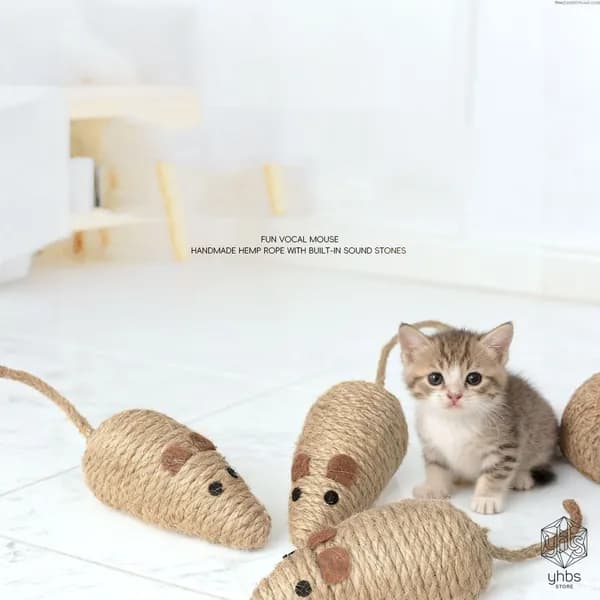 Игрушка для кошек из верёвки (мышь)