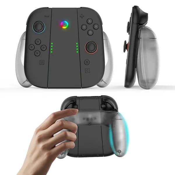 заряжаемый аксессуар для Joy-Con Switch 2, в виде ручки, прозрачный серый