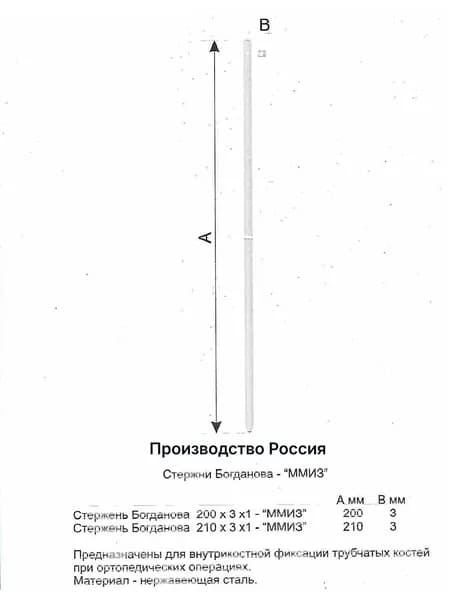 Стержень для остеосинтеза 200х3х1 мм (в упаковке 2 штуки)