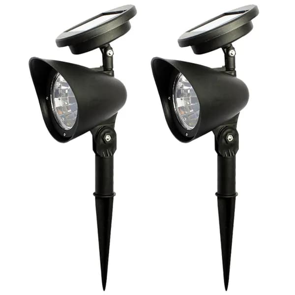 Солнечные прожекторы для сада, водонепроницаемые LED подсветки для газона и дорожек / 2 шт., тёплый свет