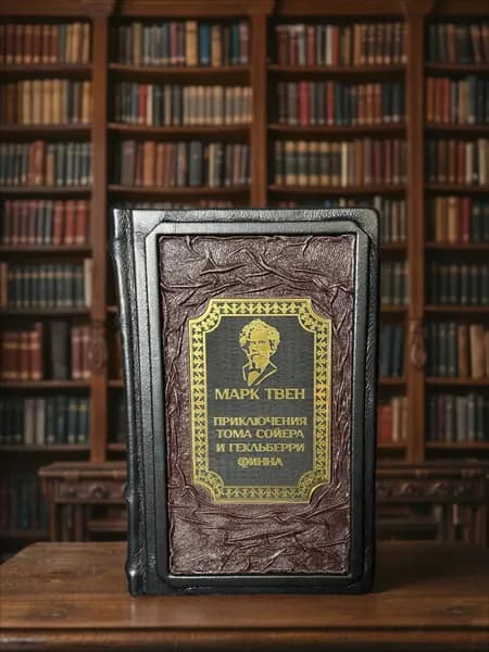 Приключения Тома Сойера и Гекльберри Финна. Марк Твен. Подарочное издание в кожаном переплёте. | Твен Марк