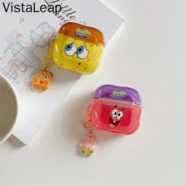 Чехол для Аирподс 2 / AirPods 2 Мультфильм SpongeBob SquarePants Спинки Боб, Patrick Star Патрик силиконовый чехол, цвет: Желтый