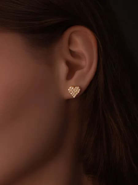Серьги пусеты сердечки серебро 925