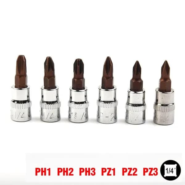 6 шт., биты PH Pozi, головка 1/4 дюйма, PH1, PH2, PH3 для PZ1, PZ2, PZ3, биты для отвёртки