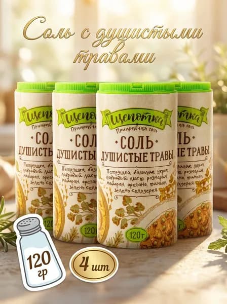 Соль Экстра ТМ Щепотка Душистые травы, 4 шт по 120 гр