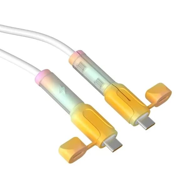 Эластичные защитные накладки для USB-кабеля, Розовый зеленый желтый - Двойная модель Type C