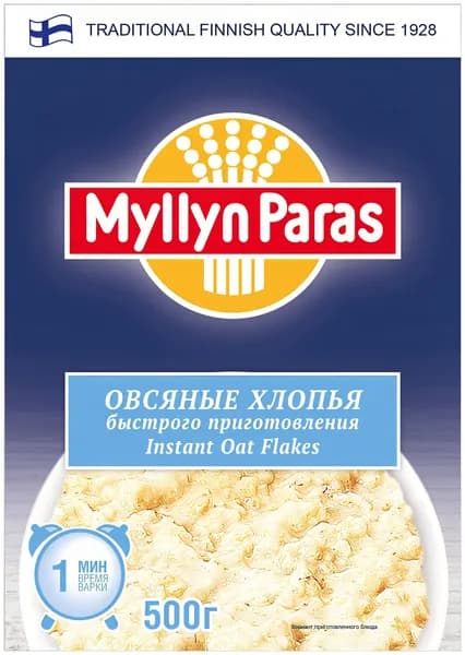 Хлопья овсяные Myllyn Paras быстрого приготовления, 500 г