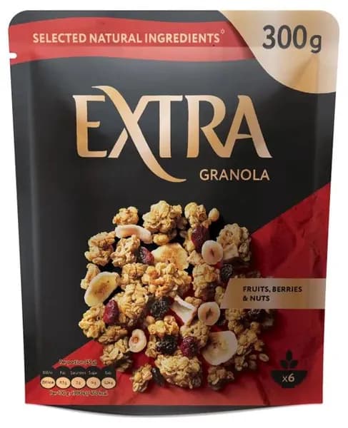 Гранола-мюсли Extra Хрустящая с фруктами, ягодами и орехами, 300 г