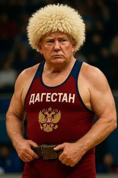 Табличка Трамп "Трамп Борц Дагестана", ретро стиль, металл, декор для любителя абсурда, 20х30 см.