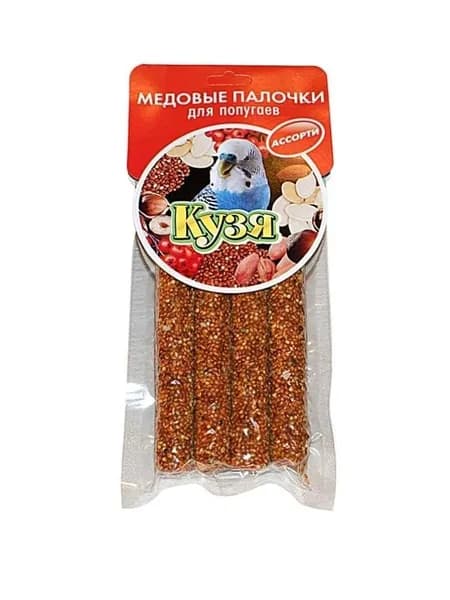 Кузя Лакомство для попугаев, медовые палочки, 4 шт в уп, 1 уп