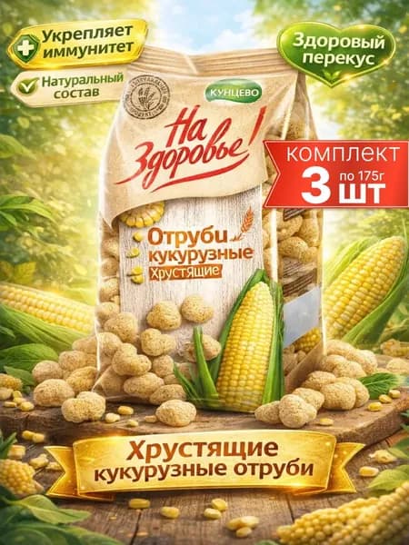 Отруби кукурузные натуральные хрустящие Кунцево 3шт по 175г