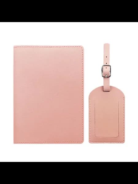 Розовая обложка для паспорта и багажной бирки, pink set