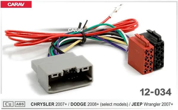 ISO переходник CARAV 12-034 CHRYSLER 2007+ / DODGE 2008+ / JEEP Wrangler 2007+
