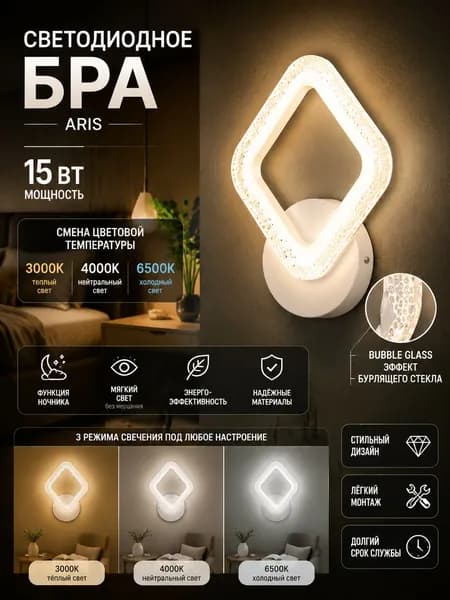 Настенный светильник, LED, 15 Вт