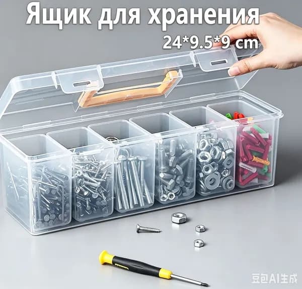 Ящик для хранения длина 24 см, ширина 9.5 см, высота 8 см.
