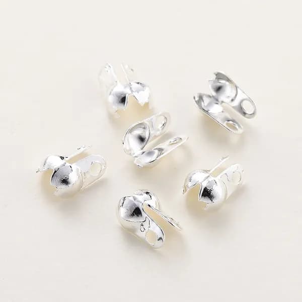 Концевики для бижутерии 2.5х4mm, 50шт Каллоты , серебро.