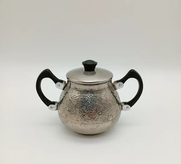 Винтажная сахарница с крышкой. Алюминий. СССР. 1970-1980 гг