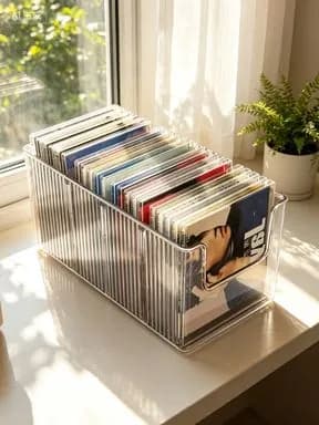 коробка для хранения cd дисков 1 шт прозрачный цвет Для хранения пластинок Настольная витрина для виниловых альбомов