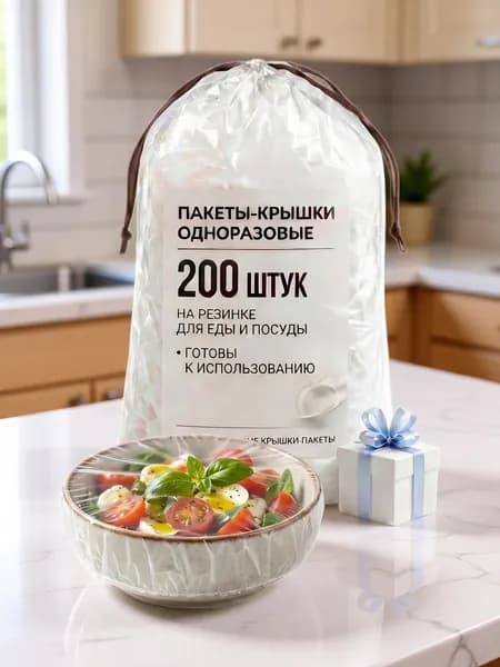 Пакеты крышки на резинке для тарелок 200 штук