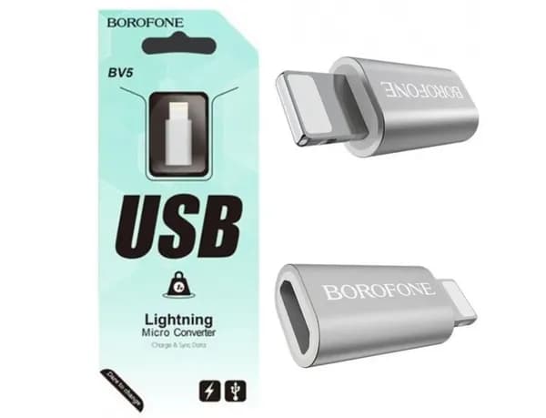 Адаптер Borofone BV5 Micro to Lightning 8-pin(m)-Micro USB