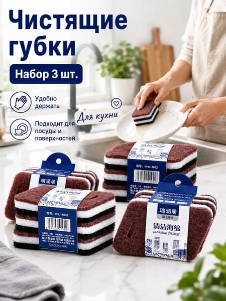 Салфетки для уборки 09XA05IO6W, Цвет товара, 3 шт.