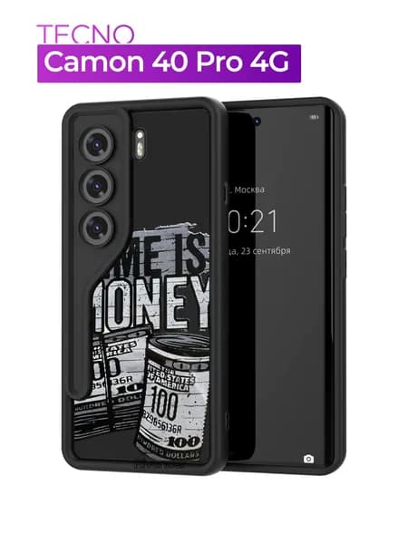 Чехол на Tecno Camon 40 Pro 4G / Техно Камон 40 Про с принтом, Time Is Money
