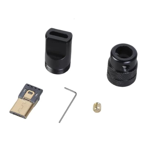 Разъем USB 5Pin Male для пайки, алюминиевый корпус, 4.0-6.0 мм, Черный