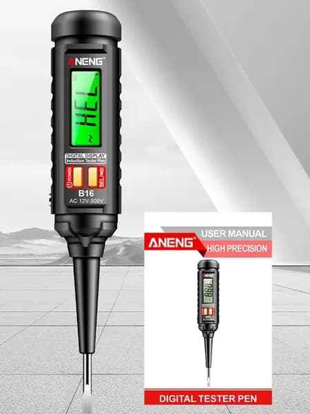 Цифровой бесконтактный детектор напряжения ANENG B16, 12 300 В, с подсветкой ЖК-дисплея и фонариком