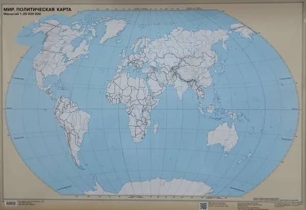 Карта мира контурная многоразовая Политическая М1:28 85х121с