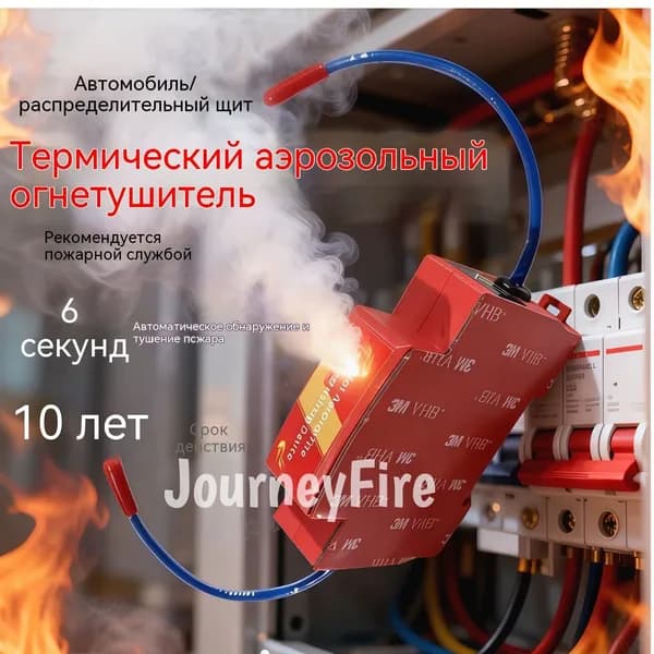 Автономная установка аэрозольного пожаротушения, автоматический термостикер для электрощитов, шкафов ИБП и автомобилей, крепление на DIN-рейку, термоактивирующийся