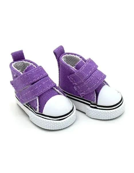 1 пара фиолетовой обуви из холста Velcro, подходящая для одевания хлопковых кукол 20 см