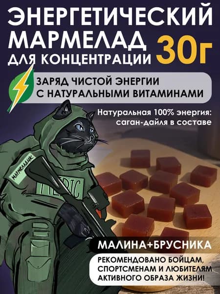 Энергетический мармелад для концентрации с Саган-Дайля. Вкус Малина+Брусника 30г