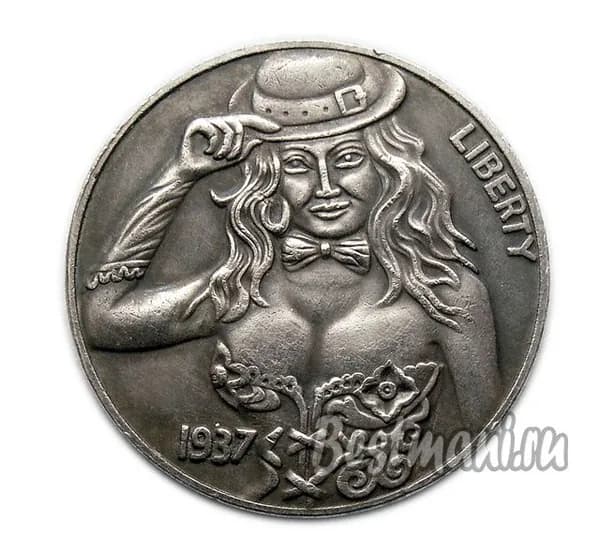 5 центов 1937 США Бизон сувенирная монета 32