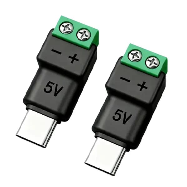 2шт USB C К 2-Контактному Быстроразъемному Клеммному Адаптеру Для Самостоятельного Подключения Питания