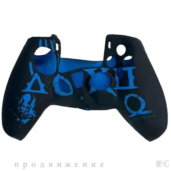 Силиконовый чехол для геймпада DualSense (PS5) (God of War Ragnarok) (черно-синий)
