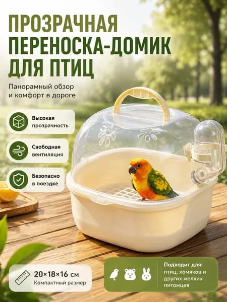 Прозрачная сумка-переноска для птиц, попугаев и хомяков, портативная клетка для волнистых попугаев и грызунов с поилкой и кормушкой