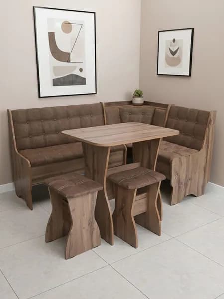 Мир Мебели Кухонный уголок,161x54x85 см, коричневый