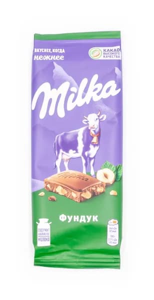 Шоколад Milka / Милка плиточный, молочный с фундуком, 80г / продукты питания