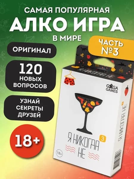 Настольная игра 18+ для компании смешная Я Никогда Не 3