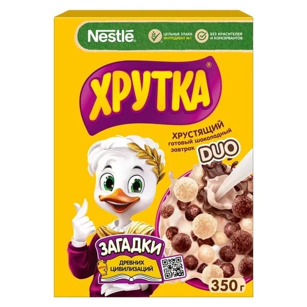 ХРУТКА ДУО / DUO. Готовый шоколадный завтрак, обогащенный кальцием 350 г