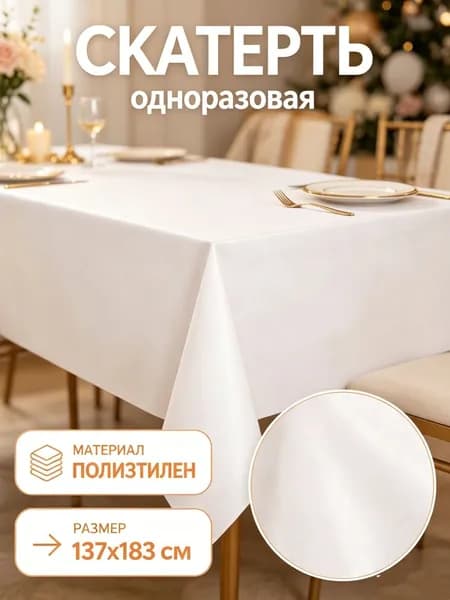 Скатерть одноразовая длина 183 см, ширина 137 см