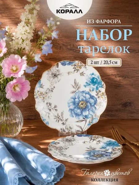 Тарелки набор десертные 2шт 20.5 см Flower gallery фарфор