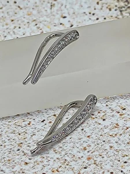 SILVER WHALE Серьги ювелирные Клаймберы Серебро родированное 925 пробы