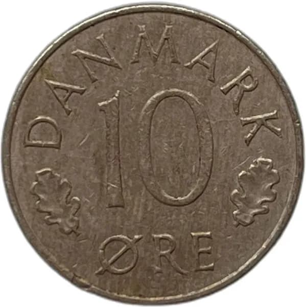 Монета Дания 10 эре 1983