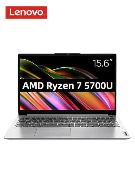 Lenovo Ноутбук 15.6", AMD Ryzen 7 5700U, RAM 16 ГБ, SSD 512 ГБ, AMD Radeon, Windows Pro, серебристый, Английская раскладка
