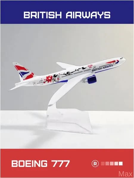 Премиуммодель Boeing 777 British Airways из металла